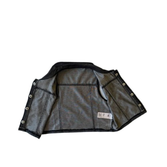 Sleeveless Crop Top Vest with Gold Pyramid Studs. 4 front fasteners. Size M - Picture 4 of 8